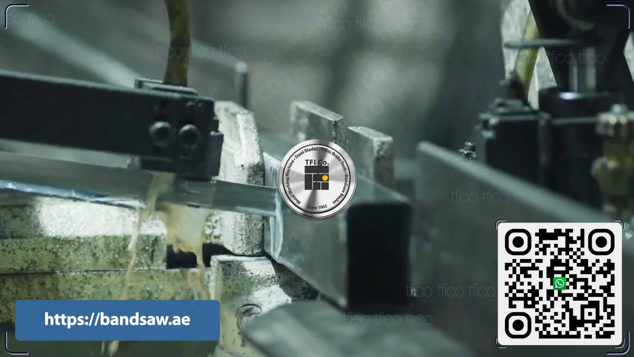 Steel profiles cut in the vice with coolant